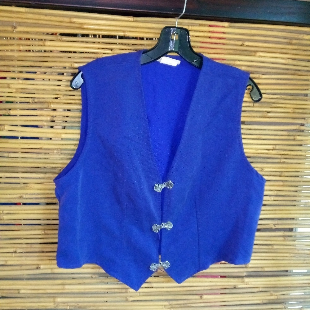 Vintage Lucille M Lapis Blue Vest Silver Clasps